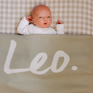 
                  
                    Load image into Gallery viewer, Alfalfa &amp;amp; Ivory Personalised Name Blanket
                  
                