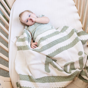 
                  
                    Load image into Gallery viewer, Bubble Stripe Name Blanket - Desert Sage
                  
                