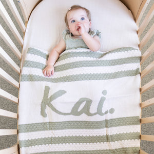 
                  
                    Load image into Gallery viewer, Bubble Stripe Name Blanket - Desert Sage
                  
                