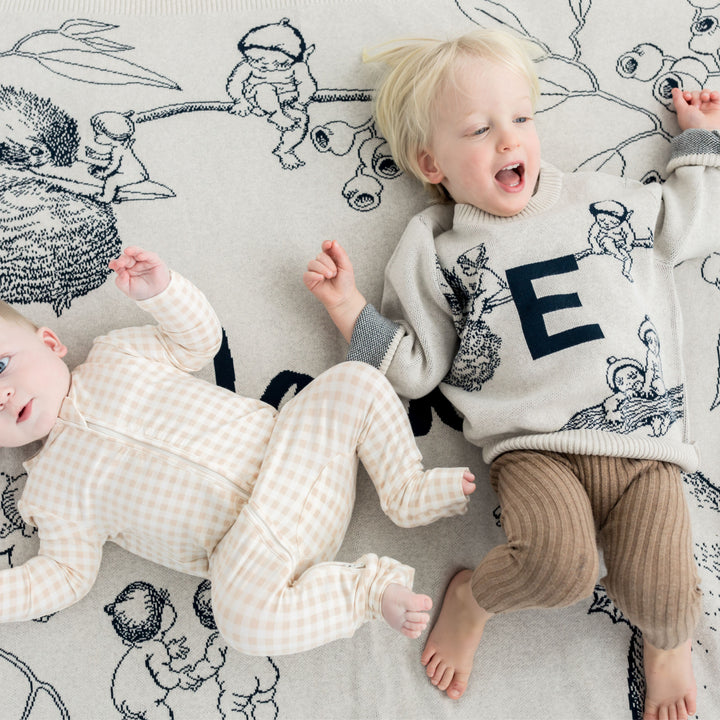 May Gibbs Letter Jumper in Oatmeal &amp; Navy - personalised and made to order by Namely Co, view 2