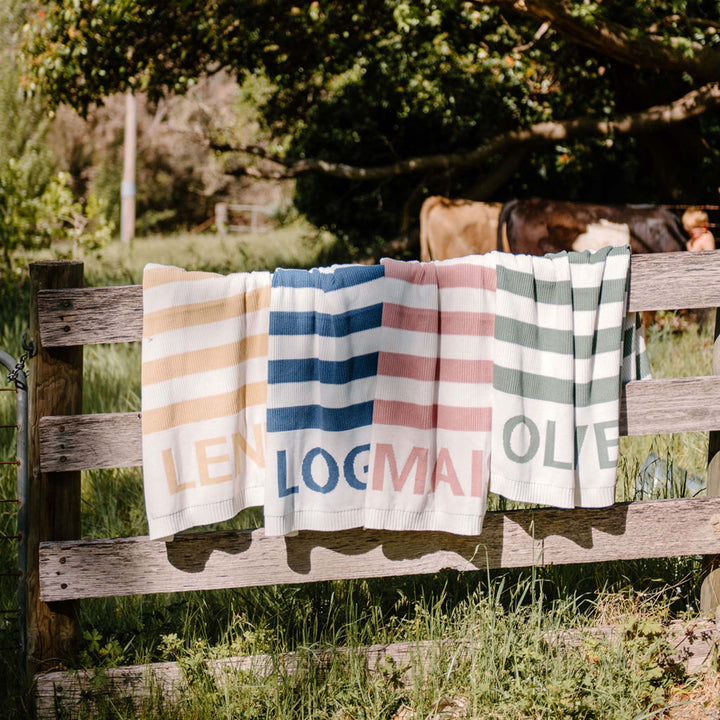 Hamptons Stripe Name Blanket in Ballet Pink - personalised and made to order by Namely Co, view 8