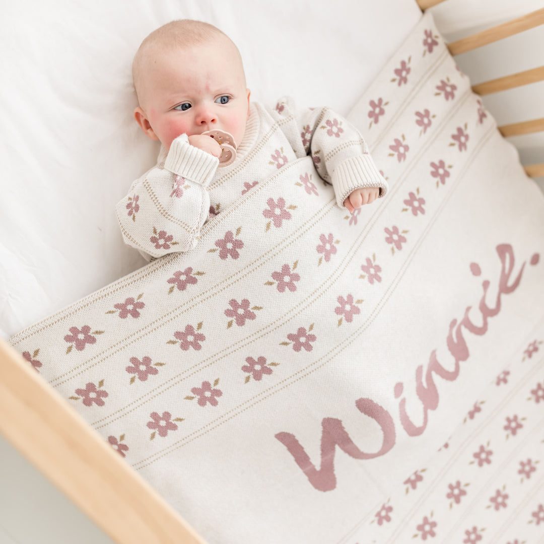 Letter Jumper in Floral Oatmeal &amp; Rose Bloom - personalised and made to order by Namely Co, view 6