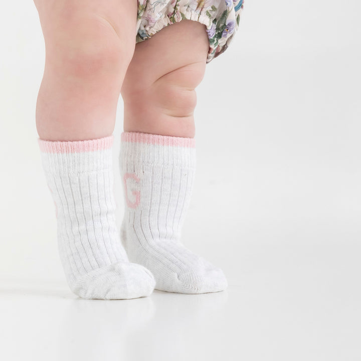 Letter Socks in Cashmere Pink - personalised and made to order by Namely Co