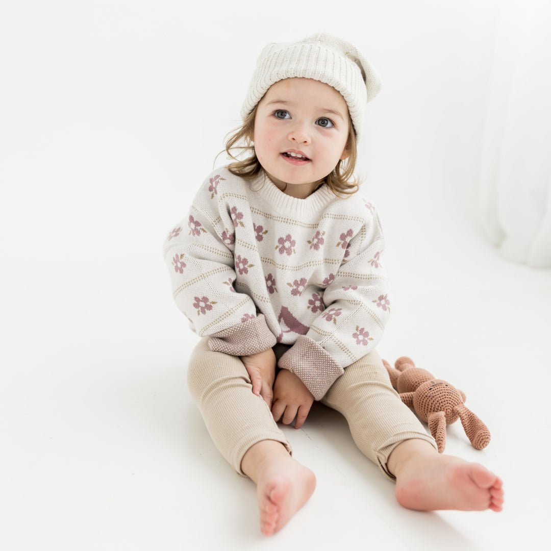 Letter Jumper in Floral Oatmeal &amp; Rose Bloom - personalised and made to order by Namely Co, view 4