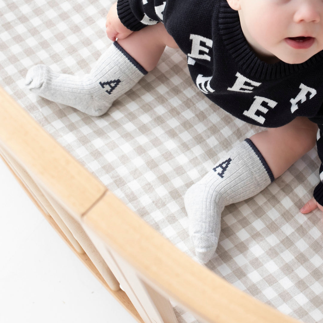 Letter Socks in Cashmere Navy - personalised and made to order by Namely Co, view 3