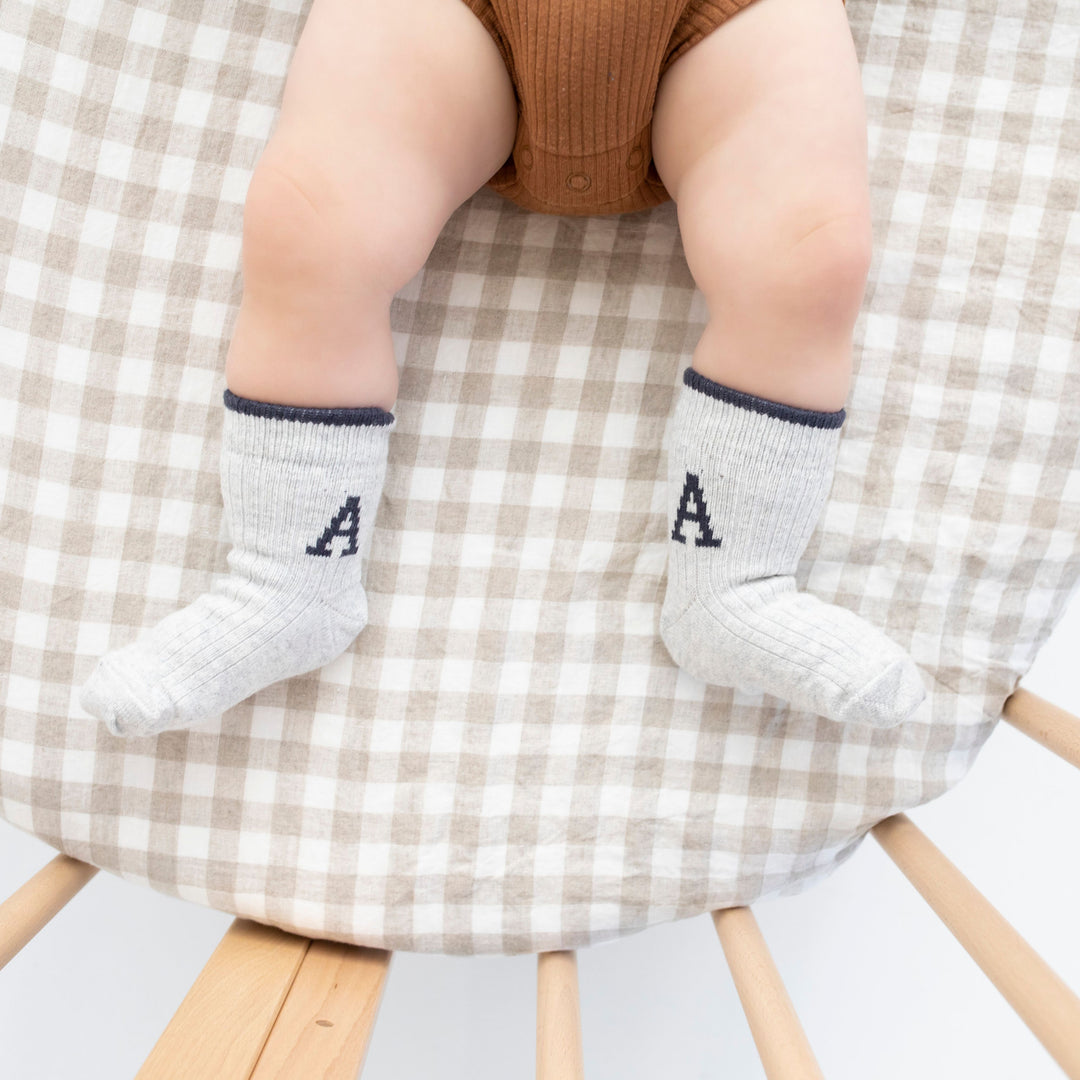 Letter Socks in Cashmere Navy - personalised and made to order by Namely Co