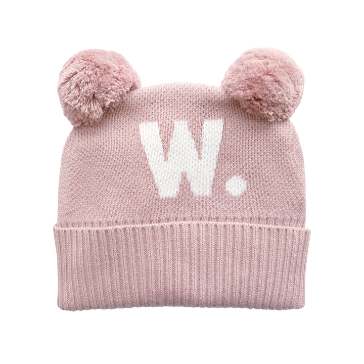 Double Pom Pom Beanie in Ballet Pink - personalised and made to order by Namely Co, view 3