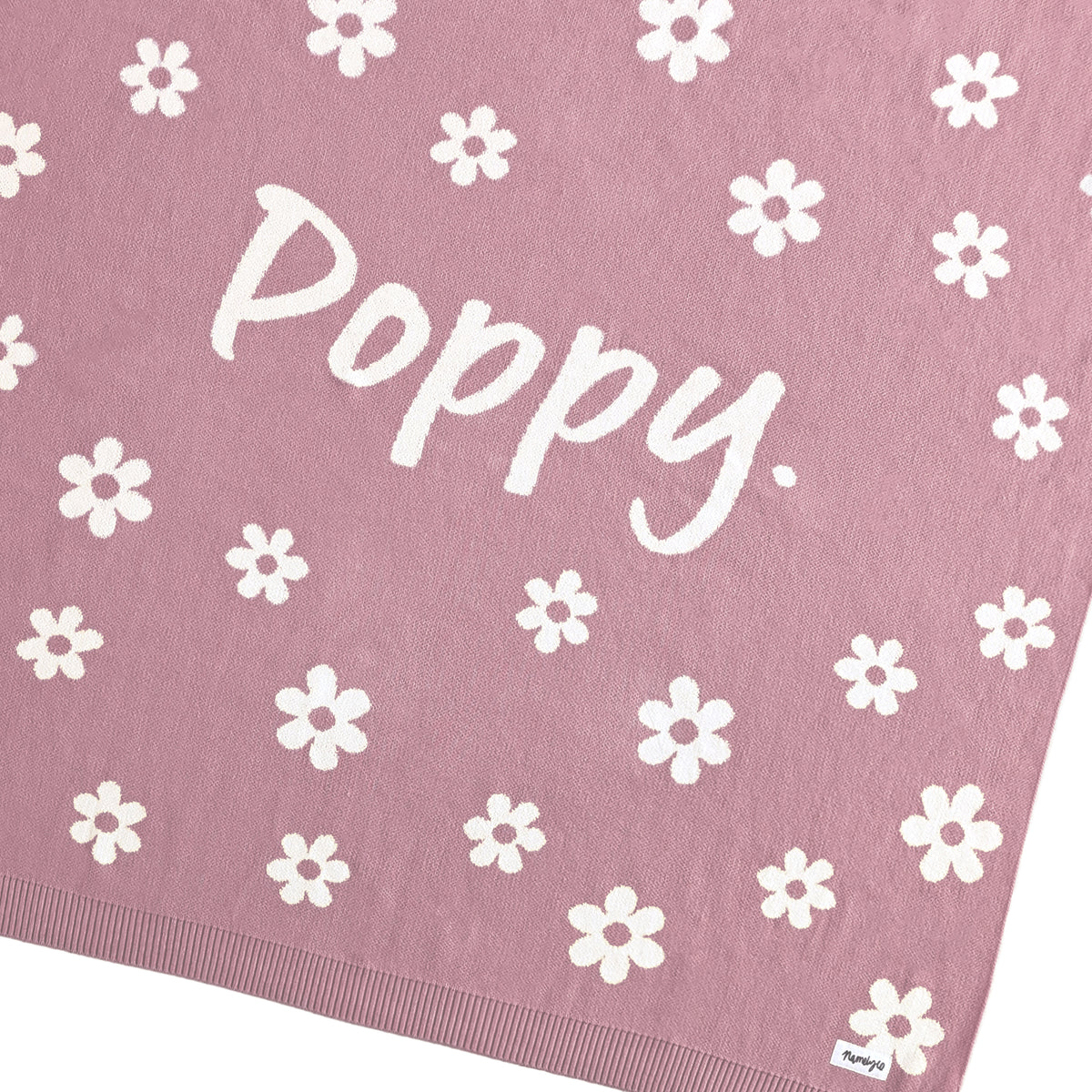 Bloom Name Blanket in Rose Bloom - personalised and made to order by Namely Co