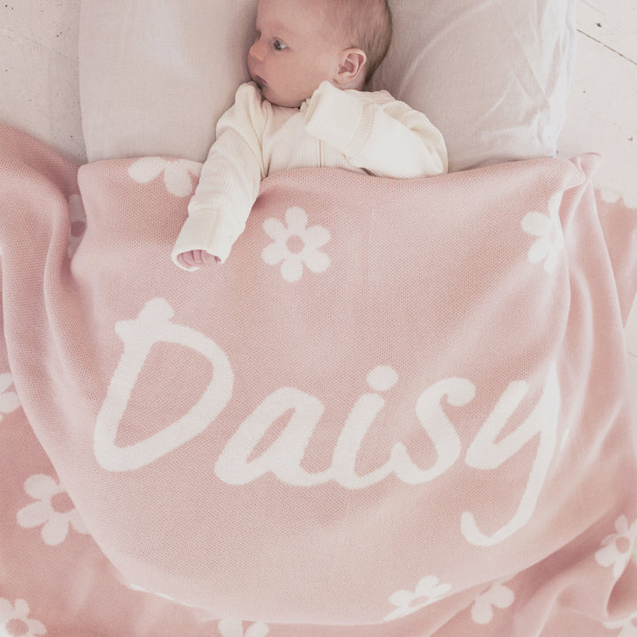 Bloom Name Blanket in Ballet - personalised and made to order by Namely Co