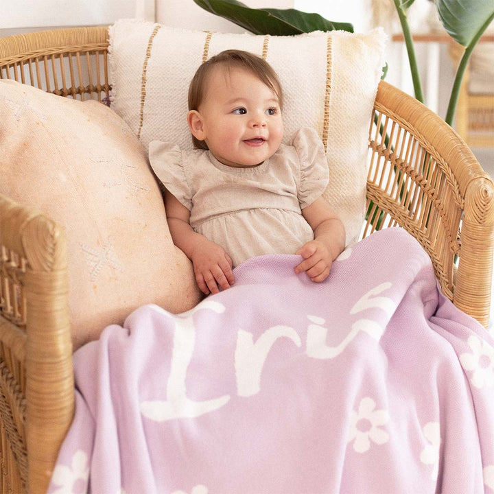 Bloom Name Blanket in Lilac - personalised and made to order by Namely Co, view 5