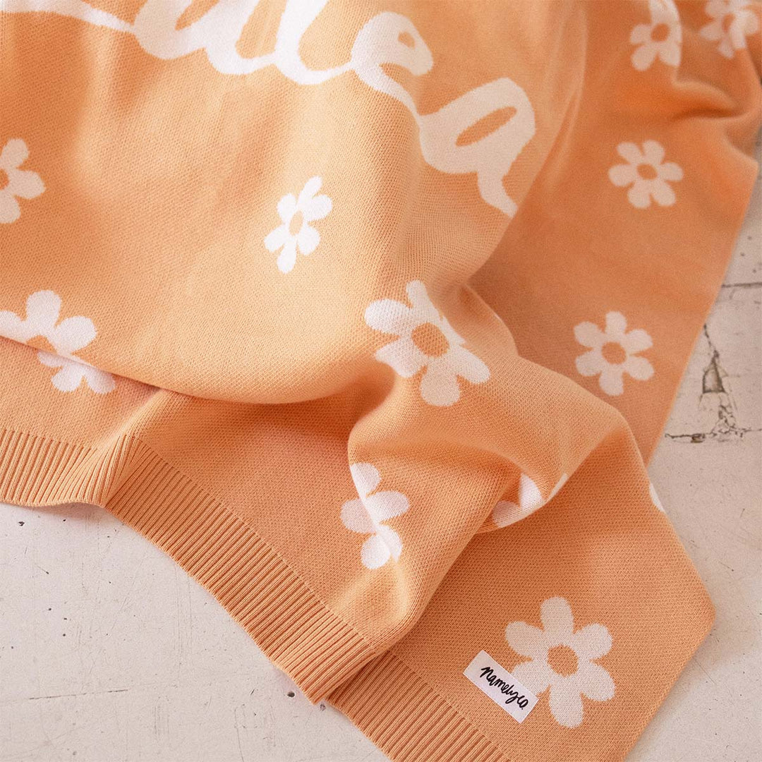 Bloom Name Blanket in Peach Nougat - personalised and made to order by Namely Co, view 3
