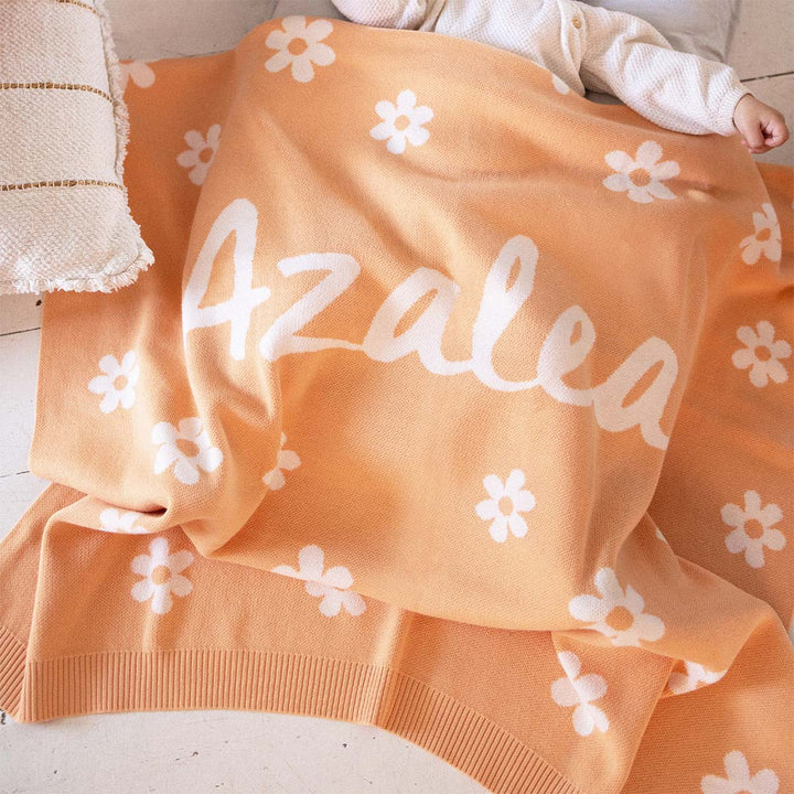 Bloom Name Blanket in Peach Nougat - personalised and made to order by Namely Co, view 2