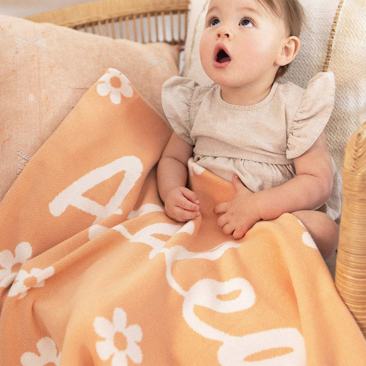 Bloom Name Blanket in Peach Nougat - personalised and made to order by Namely Co, view 5