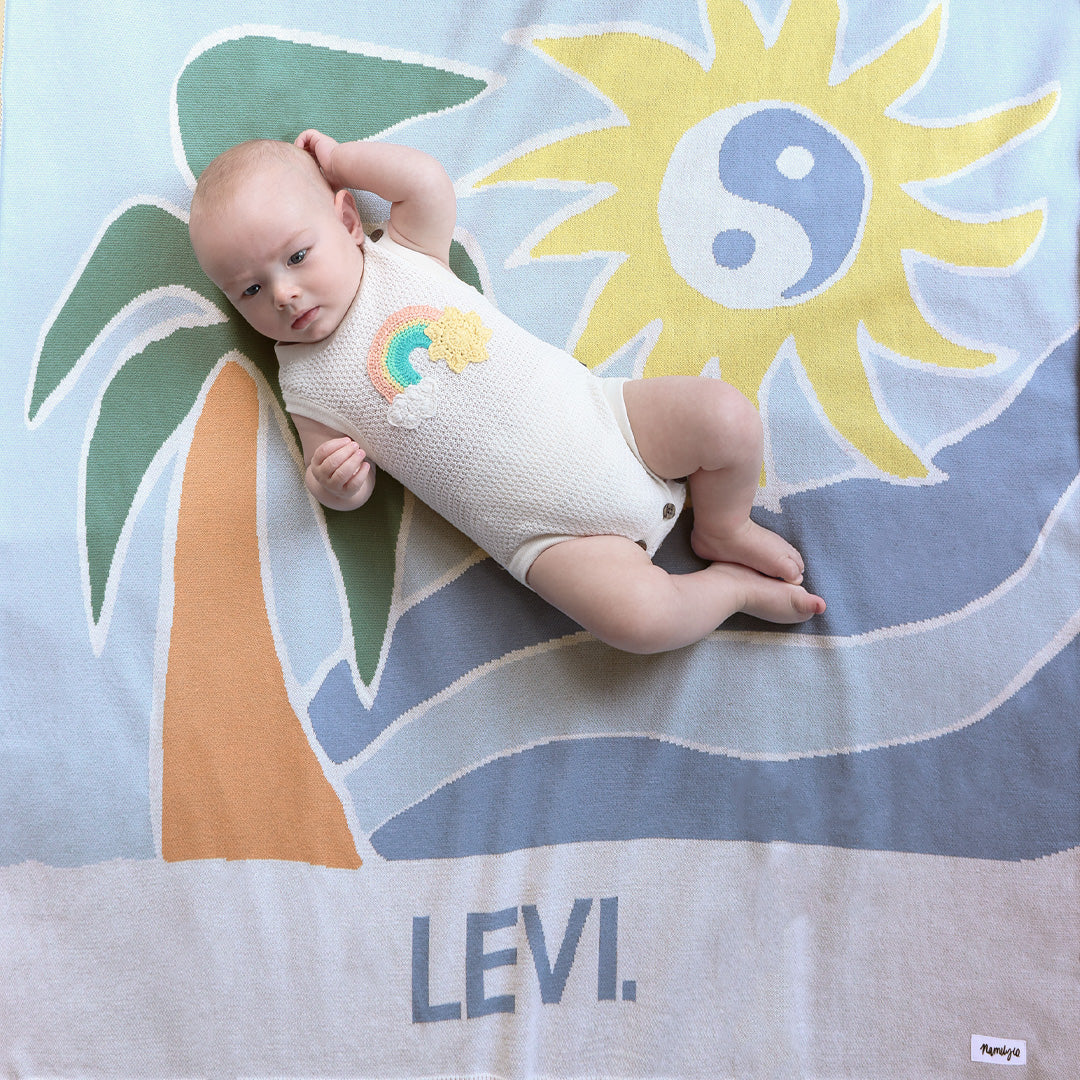 Classic Name Blanket in Chill Cove - personalised and made to order by Namely Co
