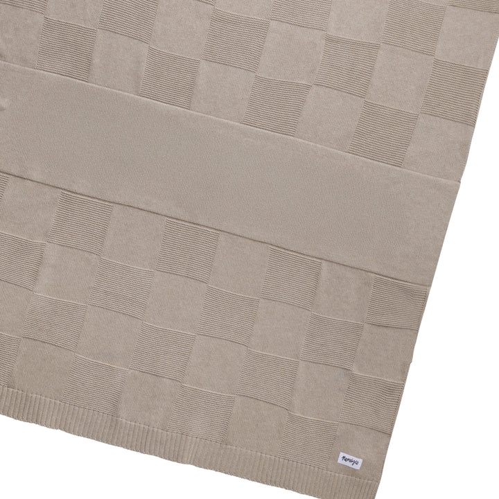 Checkerboard Name Blanket in Light Camel - personalised and made to order by Namely Co, view 8