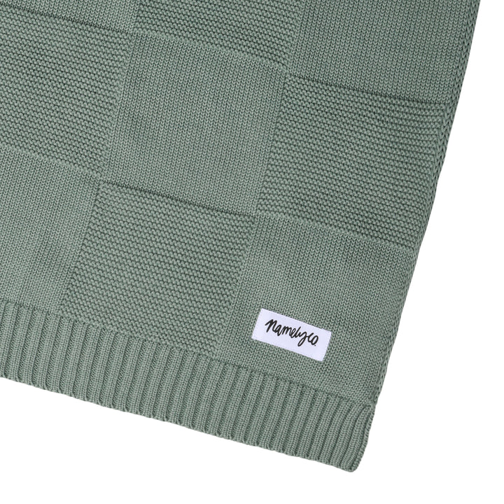 Checkerboard Name Blanket in Lily Pad - personalised and made to order by Namely Co, view 6