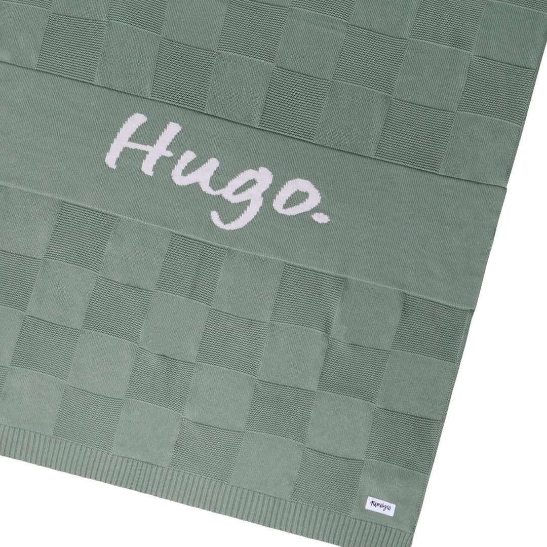 Checkerboard Name Blanket in Lily Pad - personalised and made to order by Namely Co, view 5