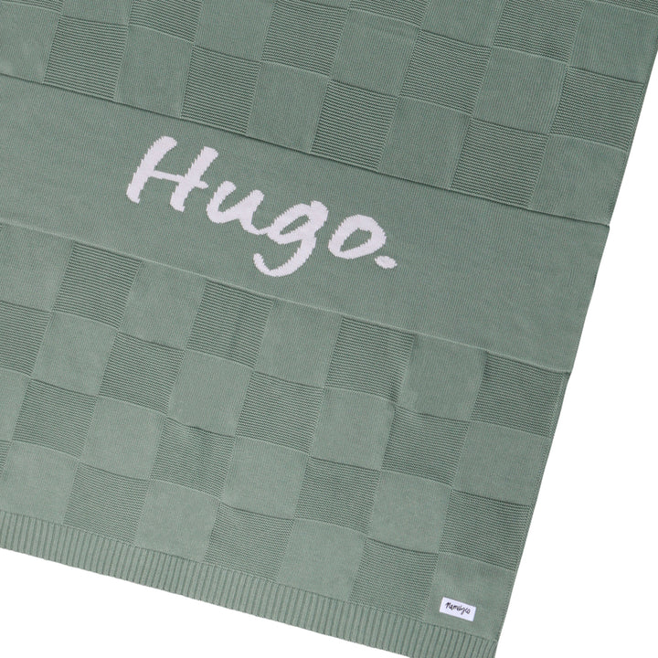 Checkerboard Name Blanket in Lily Pad - personalised and made to order by Namely Co, view 5