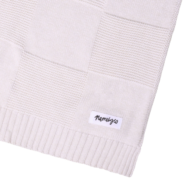 Checkerboard Name Blanket in Oatmeal - personalised and made to order by Namely Co, view 6