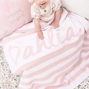 
                  
                    Load image into Gallery viewer, Bubble Stripe Name Blanket - Petal
                  
                