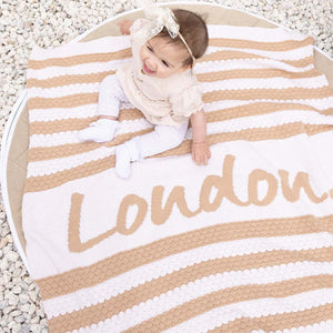 
                  
                    Load image into Gallery viewer, Bubble Stripe Name Blanket - Almond
                  
                