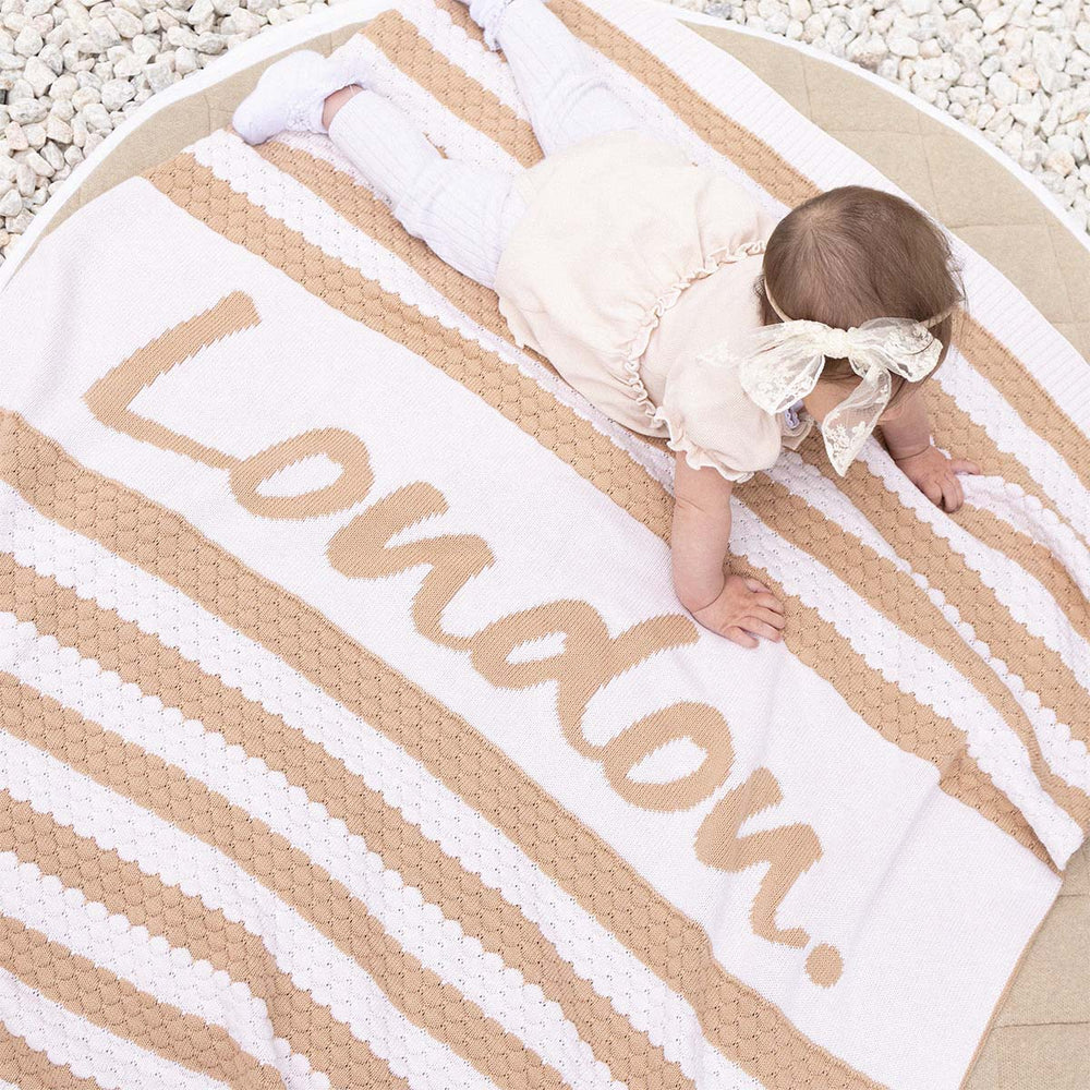 
                  
                    Load image into Gallery viewer, Bubble Stripe Name Blanket - Almond
                  
                