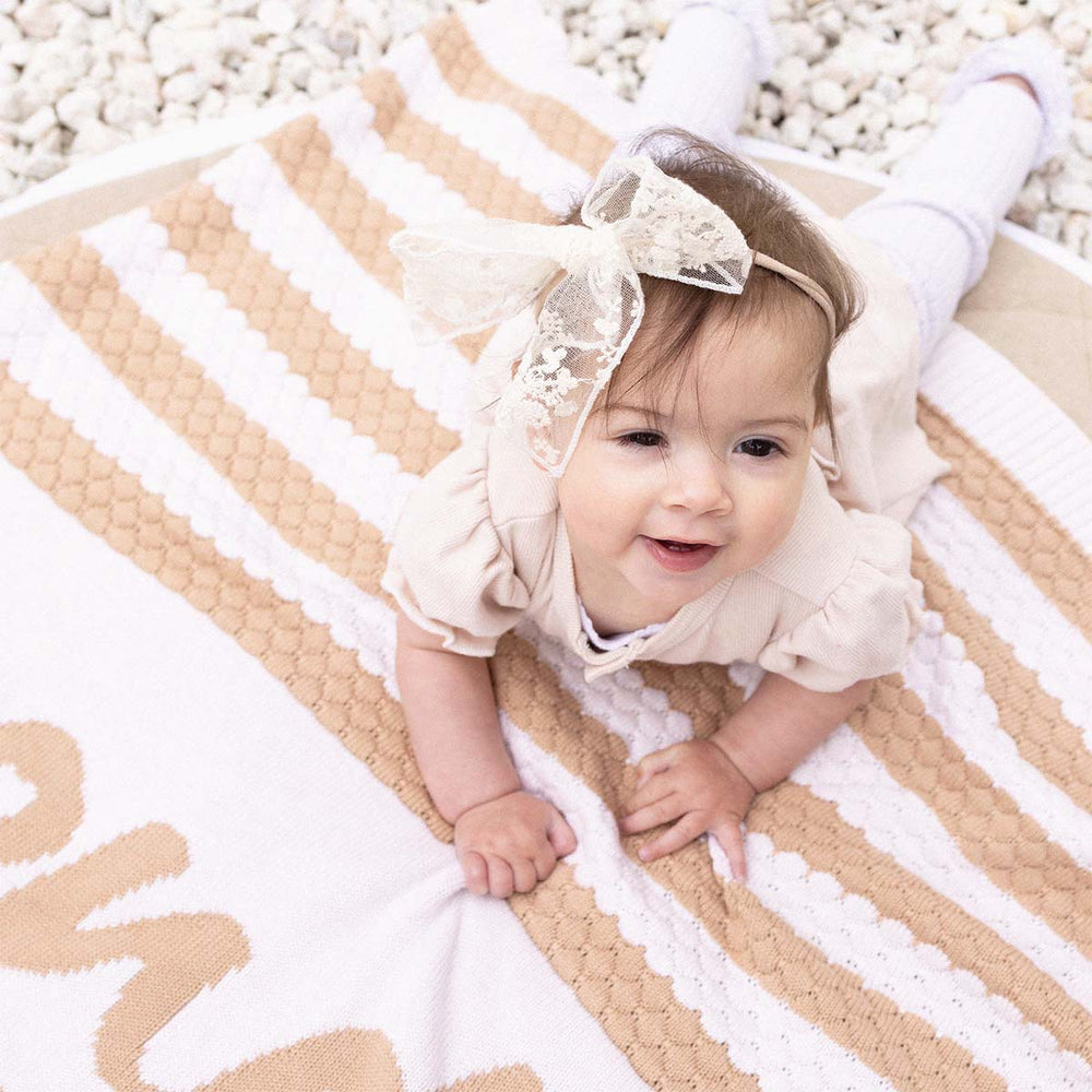 
                  
                    Load image into Gallery viewer, Bubble Stripe Name Blanket - Almond
                  
                