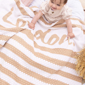 
                  
                    Load image into Gallery viewer, Bubble Stripe Name Blanket - Almond
                  
                