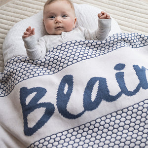 
                  
                    Load image into Gallery viewer, Chunky Bubble Name Blanket - Moody Blue
                  
                