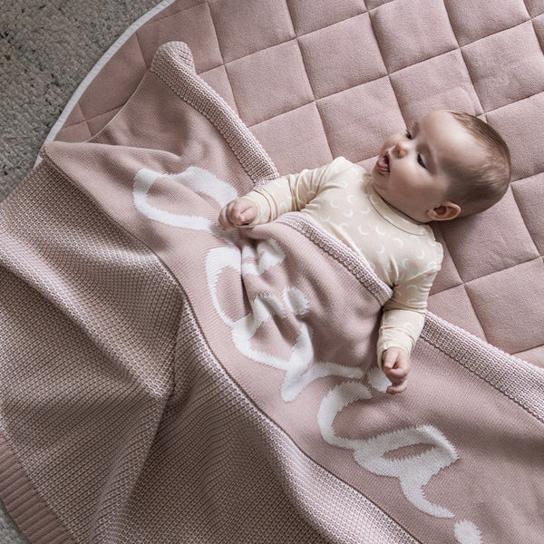 Chunky Two Tone Name Blanket - Ballet Pink