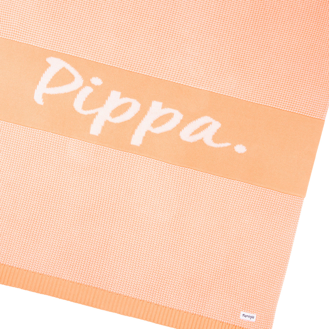 Chunky Two Tone Name Blanket in Peach Nougat - personalised and made to order by Namely Co, view 8