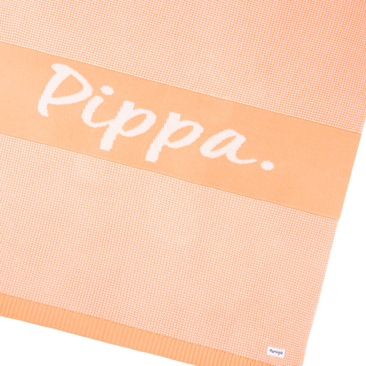 Chunky Two Tone Name Blanket in Peach Nougat - personalised and made to order by Namely Co, view 8