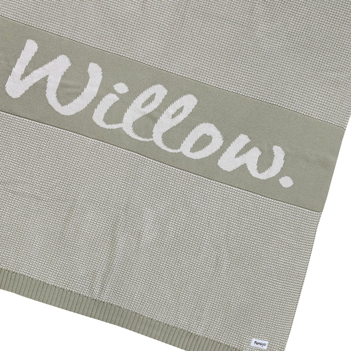 Chunky Two Tone Name Blanket in Desert Sage - personalised and made to order by Namely Co, view 5