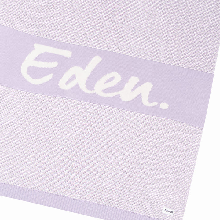 Chunky Two Tone Name Blanket in Lilac - personalised and made to order by Namely Co, view 6