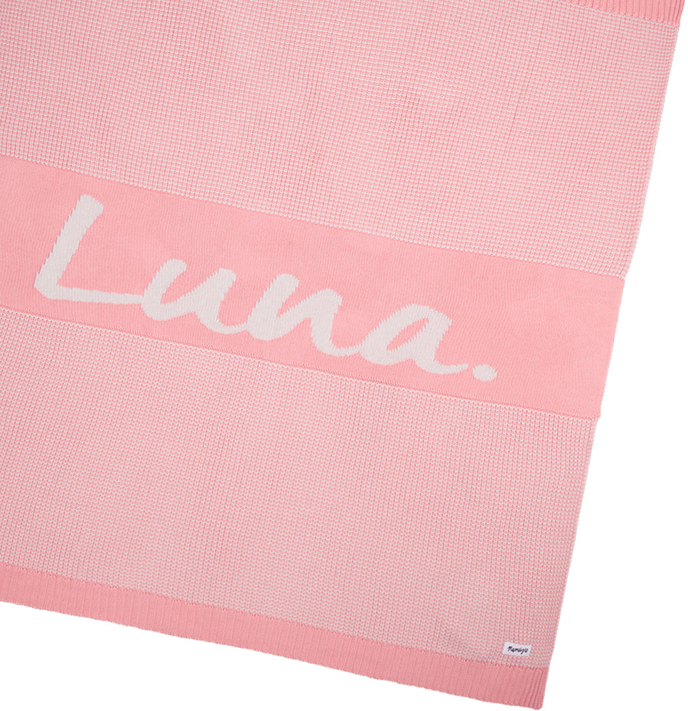 
                  
                    Load image into Gallery viewer, Chunky Two Tone Name Blanket - Blossom Pink
                  
                