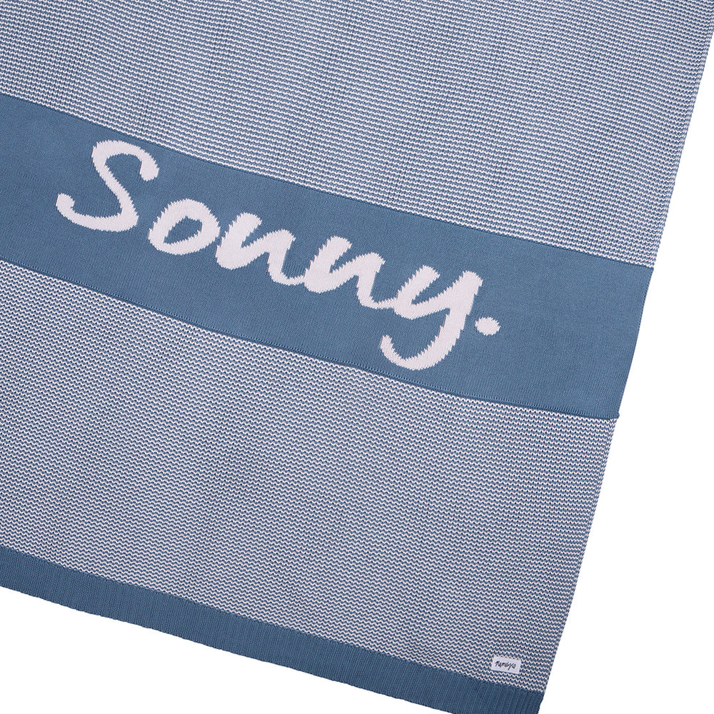 
                  
                    Load image into Gallery viewer, Chunky Two Tone Name Blanket - Ocean Blue
                  
                