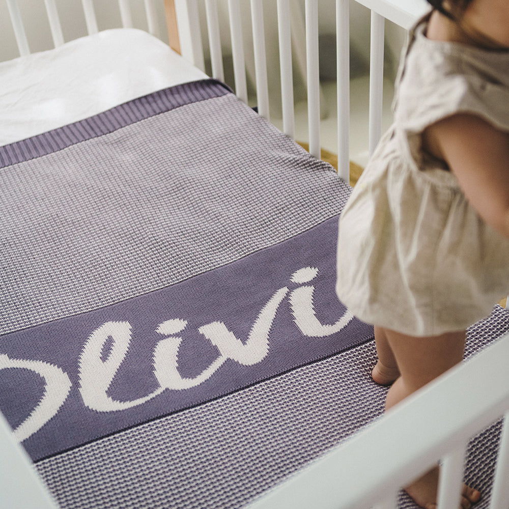 
                  
                    Load image into Gallery viewer, Chunky Two Tone Name Blanket - Ultra Violet
                  
                