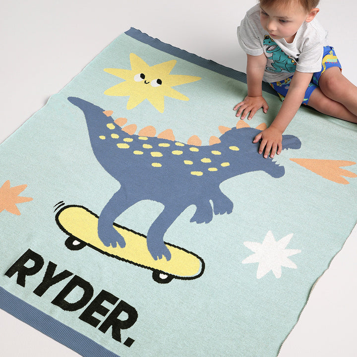 Classic Name Blanket in Dino - personalised and made to order by Namely Co, view 3