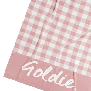 
                  
                    Load image into Gallery viewer, Gingham Check Ballet &amp;amp; Ivory Personalised Name Blanket
                  
                