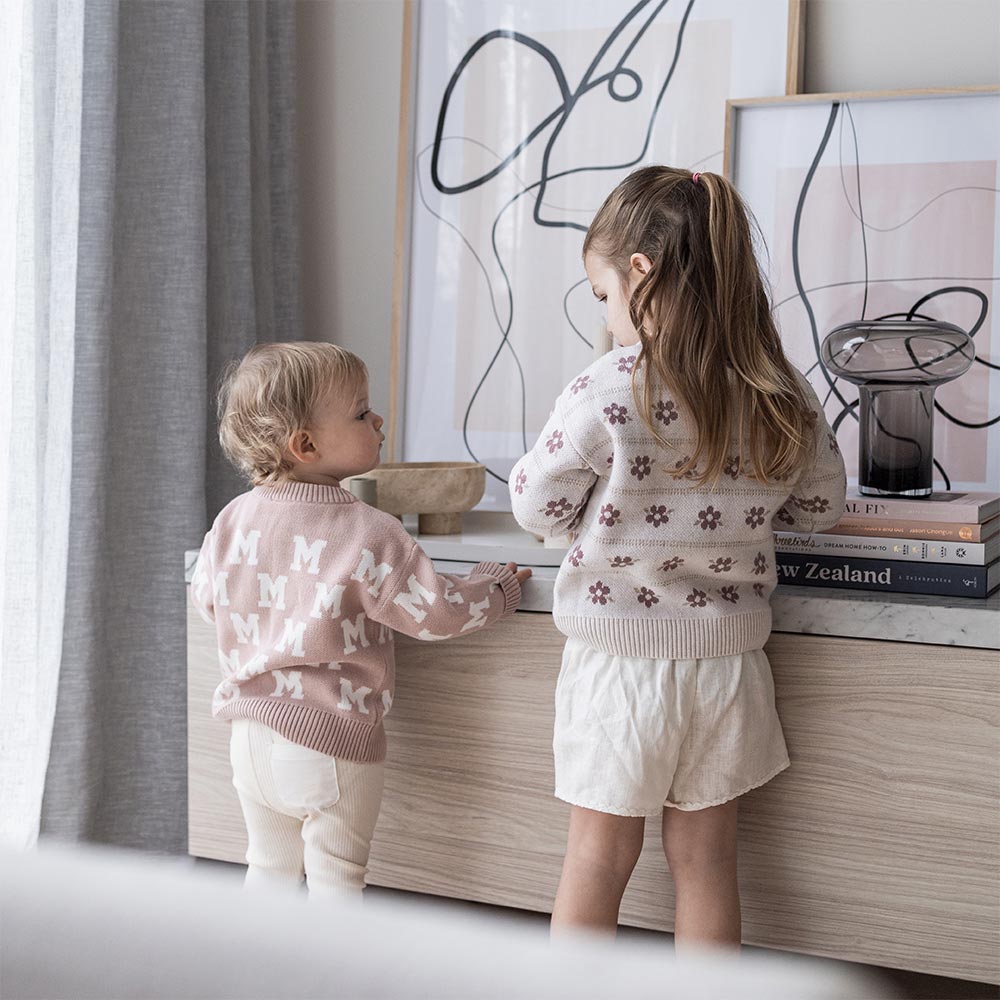 Letter Jumper in Floral Oatmeal & Rose Bloom - personalised and made to order by Namely Co, view 2