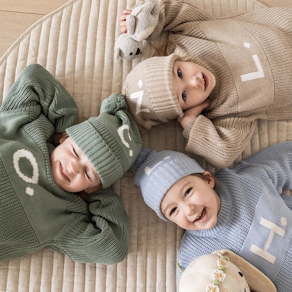 Chunky Knit Letter Beanie in Light Camel - personalised and made to order by Namely Co, view 2