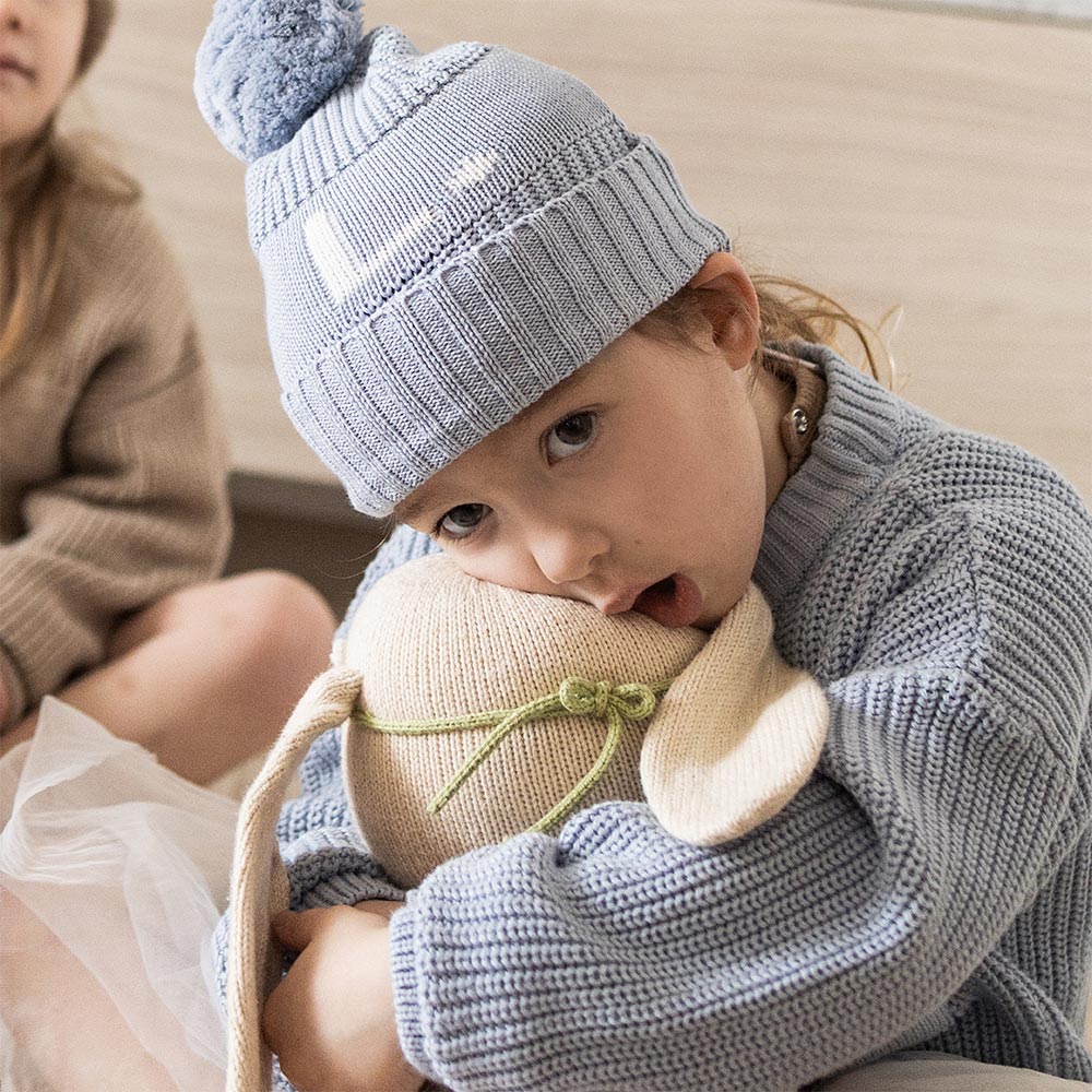 Chunky Knit Letter Beanie in Kentucky Blue - personalised and made to order by Namely Co