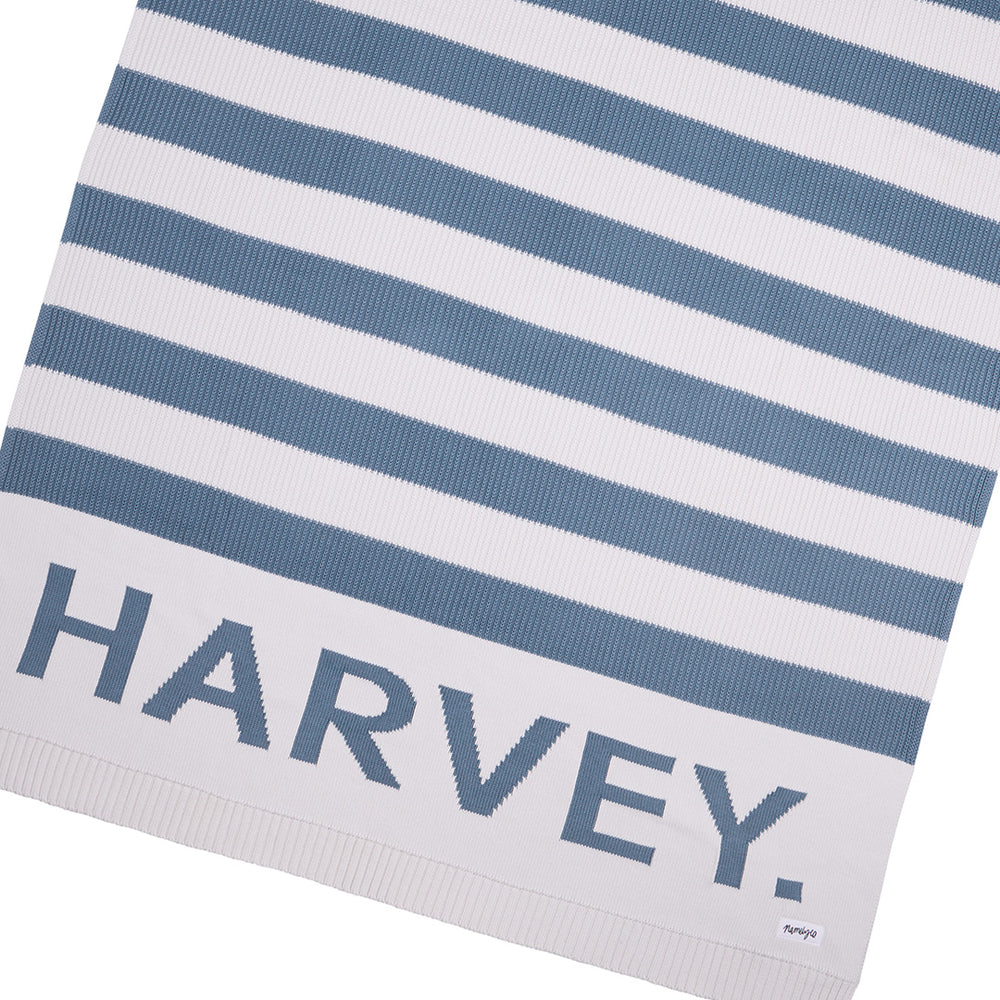 
                  
                    Load image into Gallery viewer, Hamptons Stripe Name Blanket - Ocean Blue
                  
                