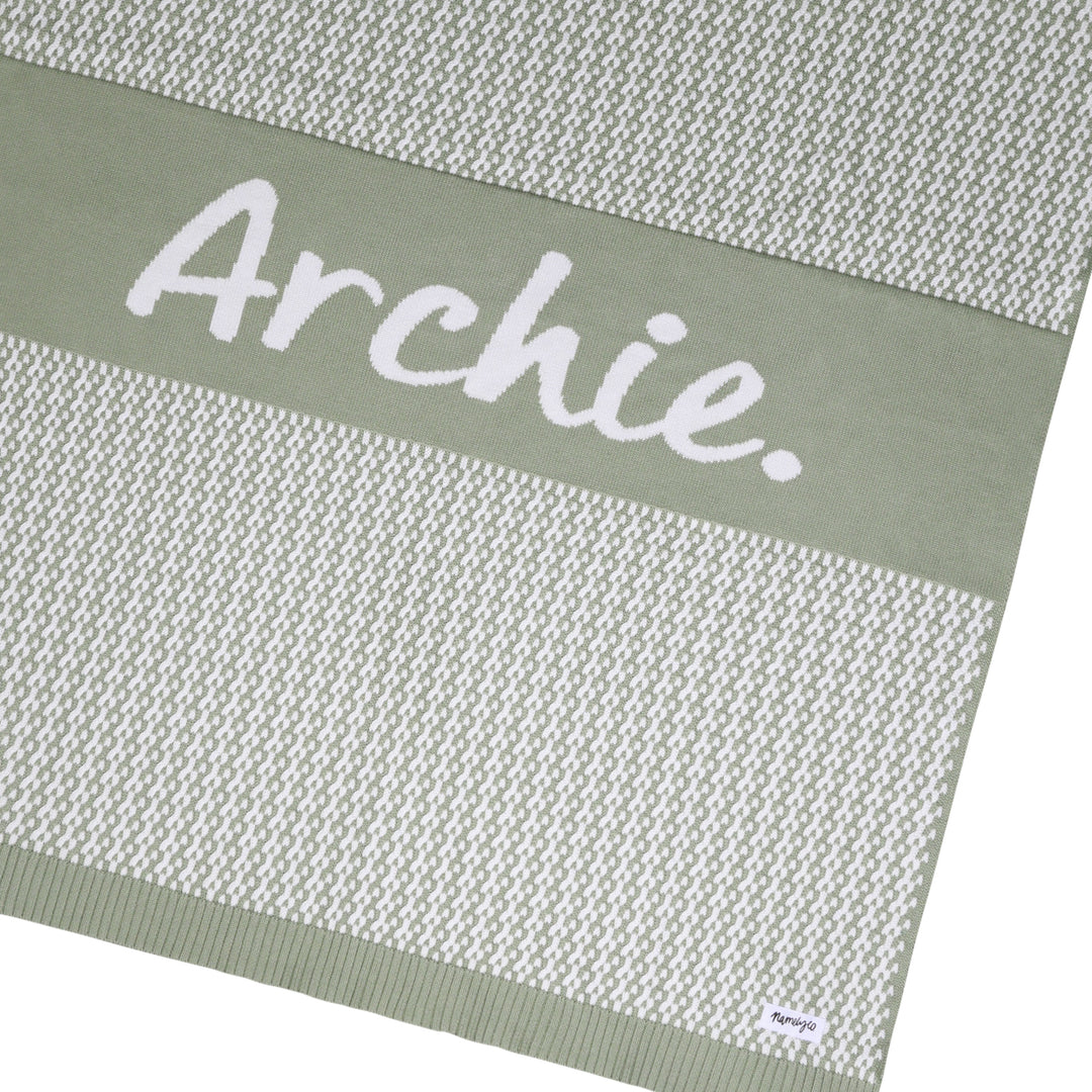 Herringbone Name Blanket in Desert Sage - personalised and made to order by Namely Co, view 6