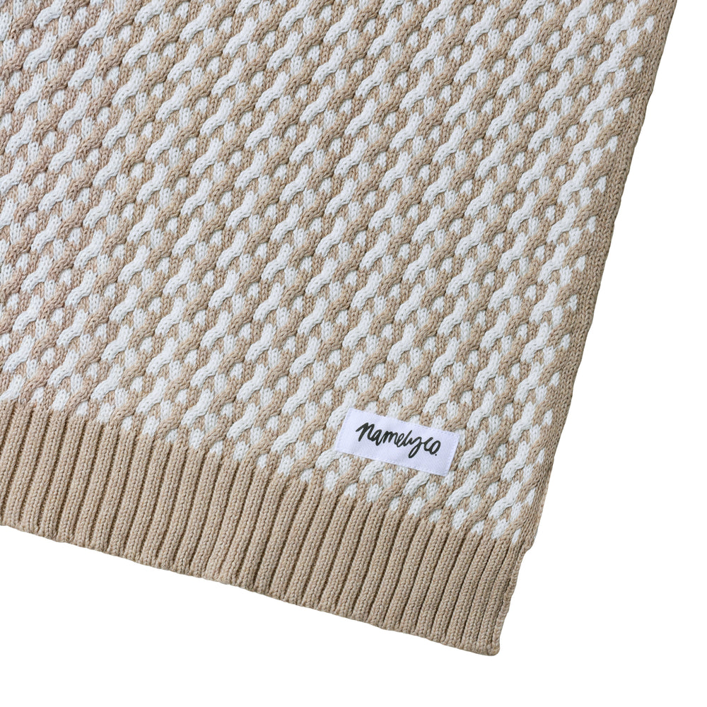 
                  
                    Load image into Gallery viewer, Herringbone Name Blanket - Light Camel
                  
                