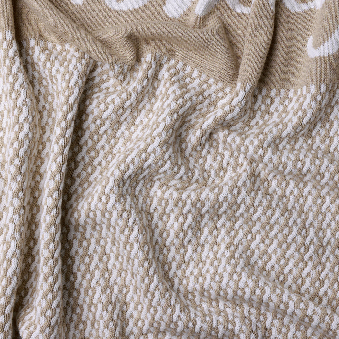 Herringbone Name Blanket in Light Camel - personalised and made to order by Namely Co, view 5