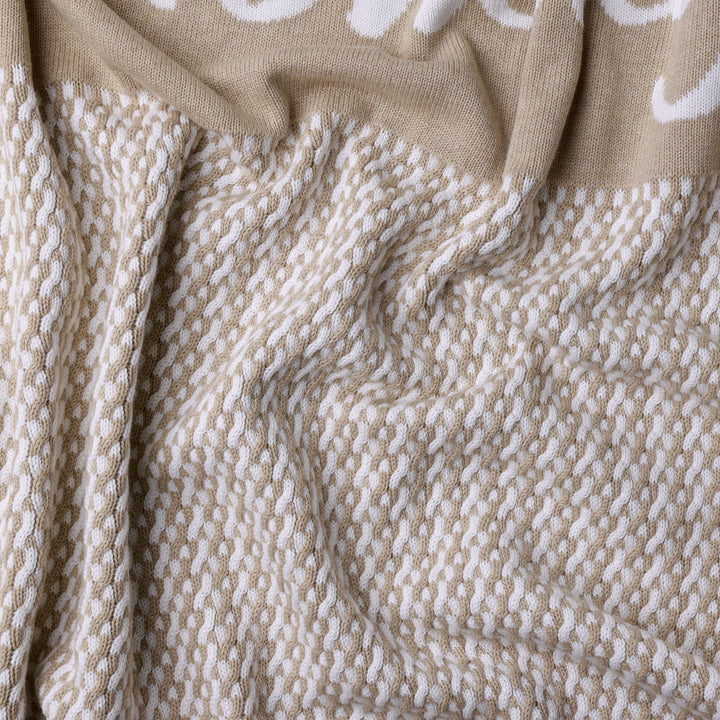 Herringbone Name Blanket in Light Camel - personalised and made to order by Namely Co, view 5