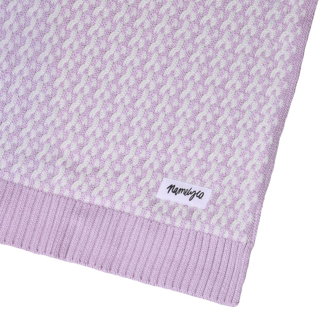 Herringbone Name Blanket in Lilac Snow - personalised and made to order by Namely Co, view 8