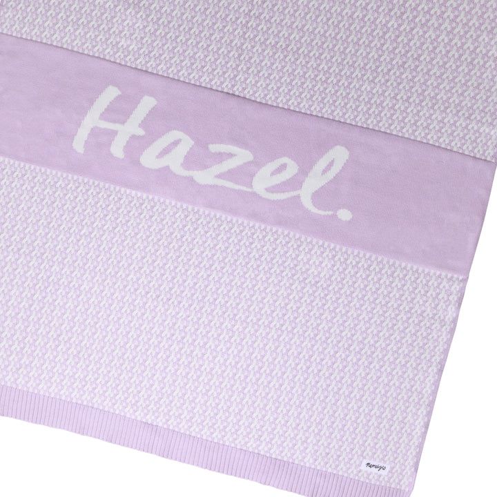Herringbone Name Blanket in Lilac Snow - personalised and made to order by Namely Co, view 7