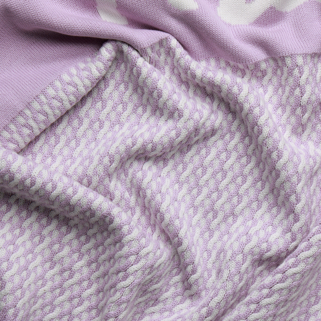 Herringbone Name Blanket in Lilac Snow - personalised and made to order by Namely Co, view 6